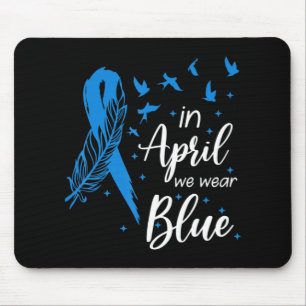 Feather Ribbon Autismus im April tragen wir Blue A Mousepad