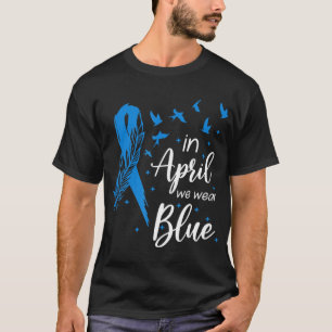 Feather Ribbon Autismus im April tragen wir Blue A T-Shirt