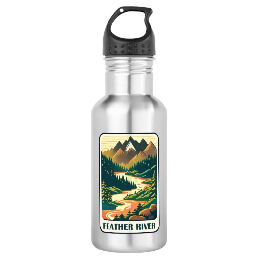 Feather River California Farben Edelstahlflasche (Vorderseite)