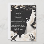 Feather Rustic Asian Sky Cloud Crane Wedding Einladung (Vorderseite)