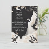 Feather Rustic Asian Sky Cloud Crane Wedding Einladung (Stehend Vorderseite)