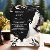 Feather Rustic Asian Sky Cloud Crane Wedding Einladung