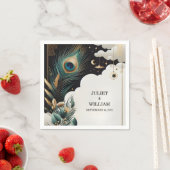 Feather Rustic Asian Sky Cloud Peacock Wedding Serviette (Beispiel)