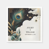 Feather Rustic Asian Sky Cloud Peacock Wedding Serviette (Vorderseite)