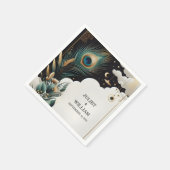 Feather Rustic Asian Sky Cloud Peacock Wedding Serviette (Ecke)