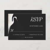 Feather Rustic Asian Sky Fun Cloud Crane Wedding RSVP Karte (Vorne/Hinten)