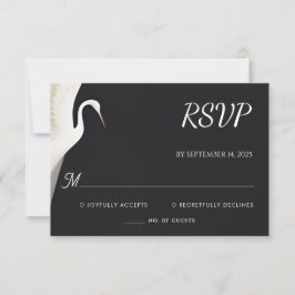 Feather Rustic Asian Sky Fun Cloud Crane Wedding RSVP Karte