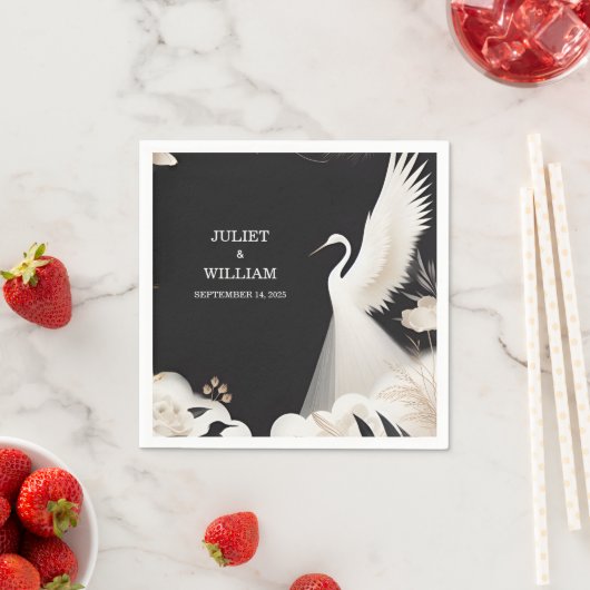 Feather Rustic Asian Sky Fun Cloud Crane Wedding Serviette (Beispiel)