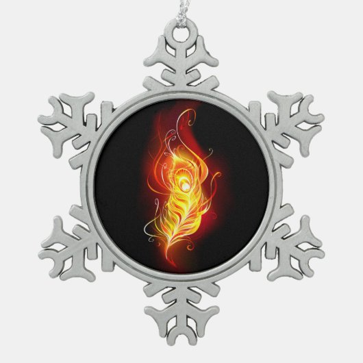 Feather Schneeflocken Zinn-Ornament (Vorderseite)