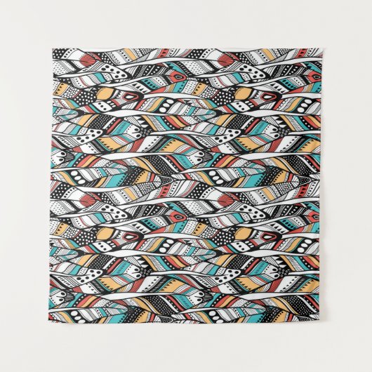 Feather seamless pattern wandteppich (Vorderseite (Horizontal))