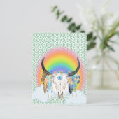 Feather Skull & Rainbow Postkarte (Stehend Vorderseite)