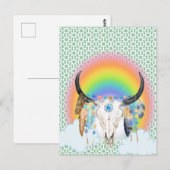 Feather Skull & Rainbow Postkarte (Vorne/Hinten)