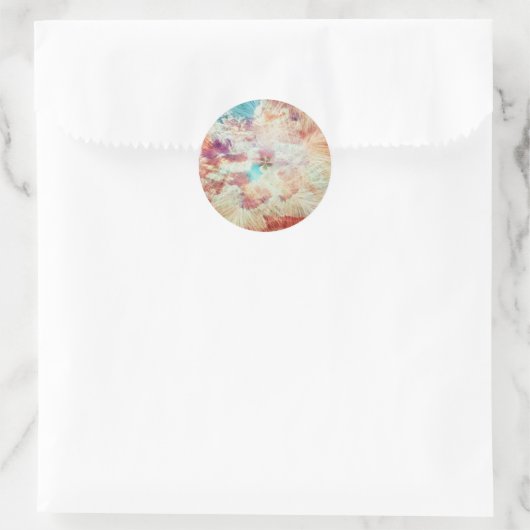Feather Snowflake Sky Clouds Galaxy Lila Blush Runder Aufkleber (Tasche)