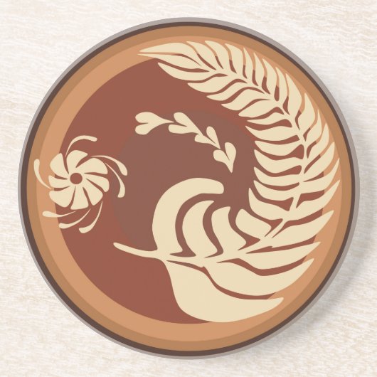 Feather und Blume Latte Design Untersetzer (Vorne)