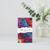 Feather Vector Nahtlose Vintage Rose Visitenkarte (Stehend Vorderseite)