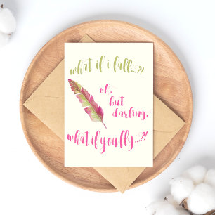 Feather - Was ist, wenn ich falle? - Inspirationsp Postkarte