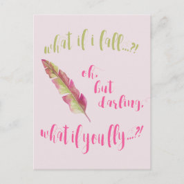 Feather - Was ist, wenn ich falle? - Zitat mit Ins Postkarte