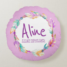 Feather wassercolor name bedeutet Agnes Rundkissen Rundes Kissen