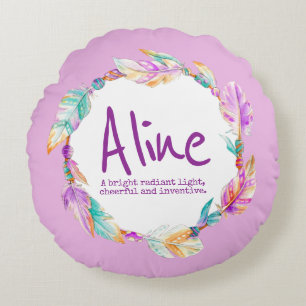 Feather wassercolor name bedeutet Agnes Rundkissen Rundes Kissen