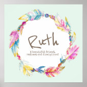 Feather Wasserfarbe Name bedeutet Ruth Poster (Vorne)