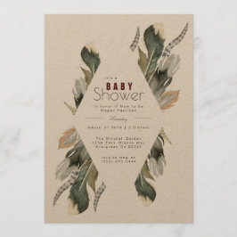 Feather Watercolor | Boho Baby Showeinladung Einladung