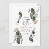Feather Watercolor | Boho Birthday Invite Einladung (Vorne/Hinten)