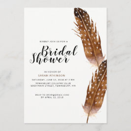 Feather Watercolor Bridal Dusche Einladung