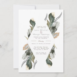 Feather Watercolor Diamond Overlay | Hochzeit Einladung