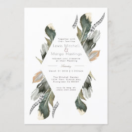 Feather Watercolor Diamond Overlay | Hochzeit Einladung
