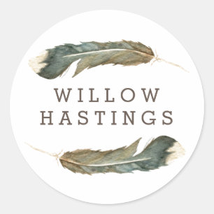 Feather Watercolor Duo Runder Aufkleber