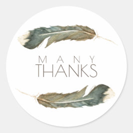 Feather Watercolor Duo | Vielen Dank Runder Aufkleber