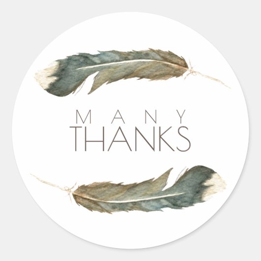Feather Watercolor Duo | Vielen Dank Runder Aufkleber (Vorderseite)