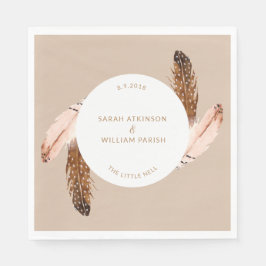 Feather Watercolor Luncheon Napkin Serviette