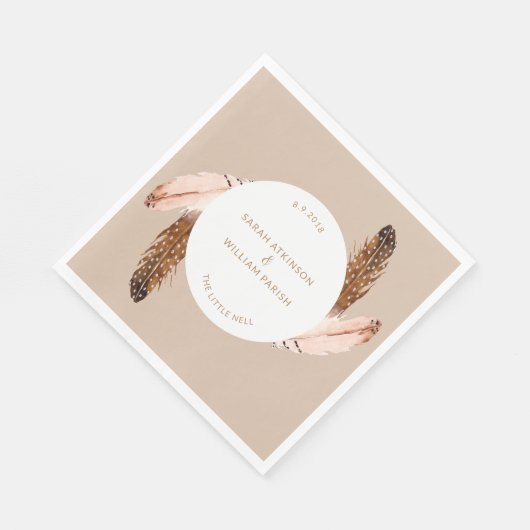 Feather Watercolor Luncheon Napkin Serviette (Ecke)
