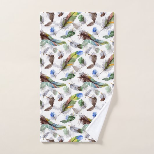 Feather Watercolor Muster Badhandtuch Set (Handtuch)