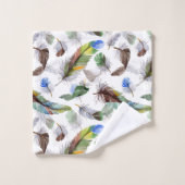 Feather Watercolor Muster Badhandtuch Set (Waschlappen)