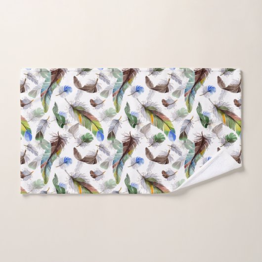Feather Watercolor Muster Badhandtuch Set (Handtuch)