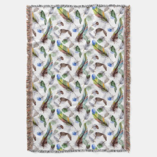 Feather Watercolor Muster Decke (Vorderseite Vertikal)