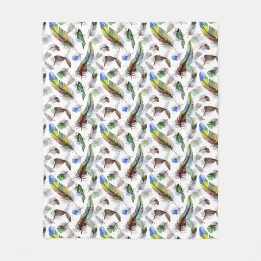 Feather Watercolor Muster Fleecedecke (Vorderseite)