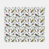 Feather Watercolor Muster Fleecedecke (Vorderseite (Horizontal))