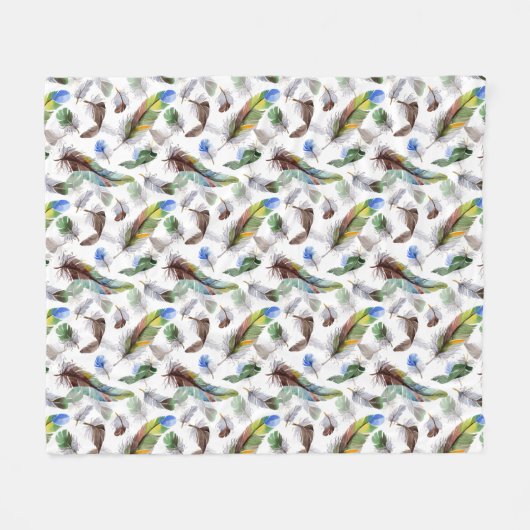 Feather Watercolor Muster Fleecedecke (Vorderseite (Horizontal))