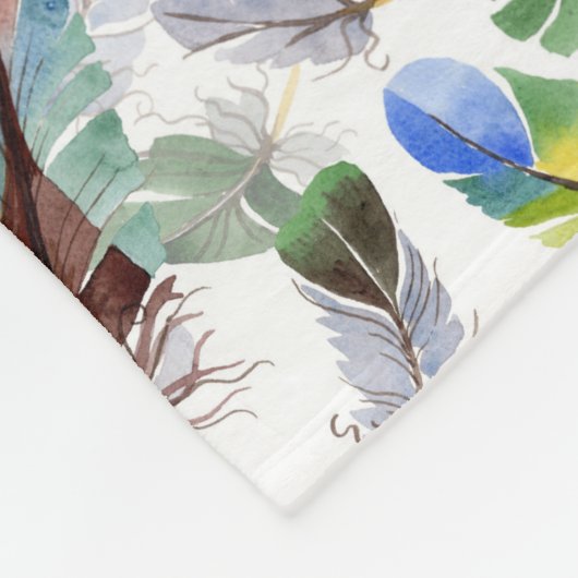 Feather Watercolor Muster Fleecedecke (Ecke)
