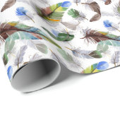 Feather Watercolor Muster Geschenkpapier (Rolleneckpunkt)