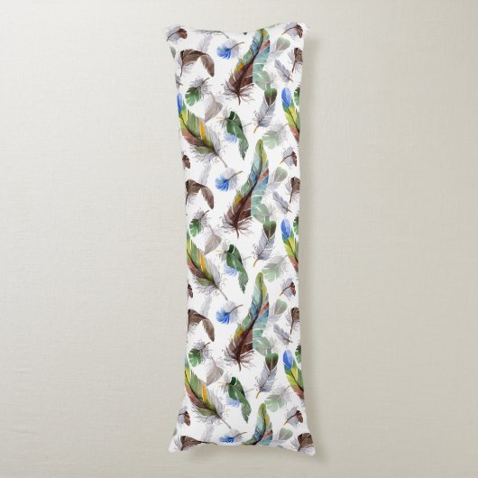 Feather Watercolor Muster Seitenschläferkissen (Vorderseite Vertikal)