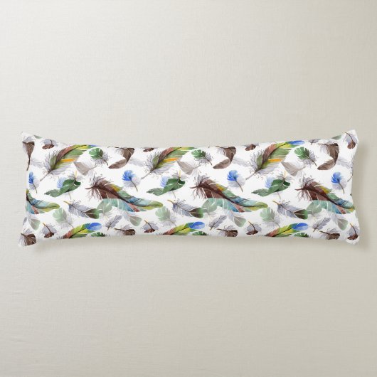 Feather Watercolor Muster Seitenschläferkissen (Vorderseite)