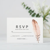 Feather Watercolor RSVP-Karte RSVP Karte (Stehend Vorderseite)