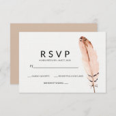 Feather Watercolor RSVP-Karte RSVP Karte (Vorne/Hinten)