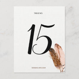 Feather Watercolor-Tischnummer Einladung
