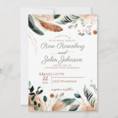 Feather Wedding Einladung (Vorderseite)