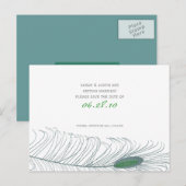 Feather Wedding II Ankündigungspostkarte (Vorne/Hinten)